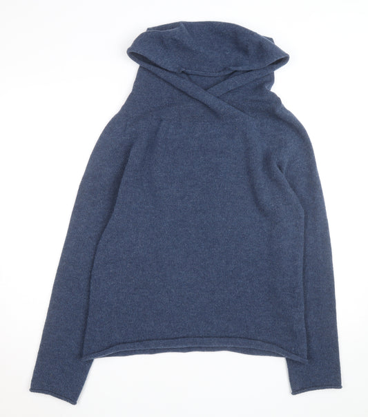 Celtic & Co. Men's Blue Wool Hooded Roll Neck Jumper Size M