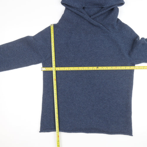 Celtic & Co. Men's Blue Wool Hooded Roll Neck Jumper Size M