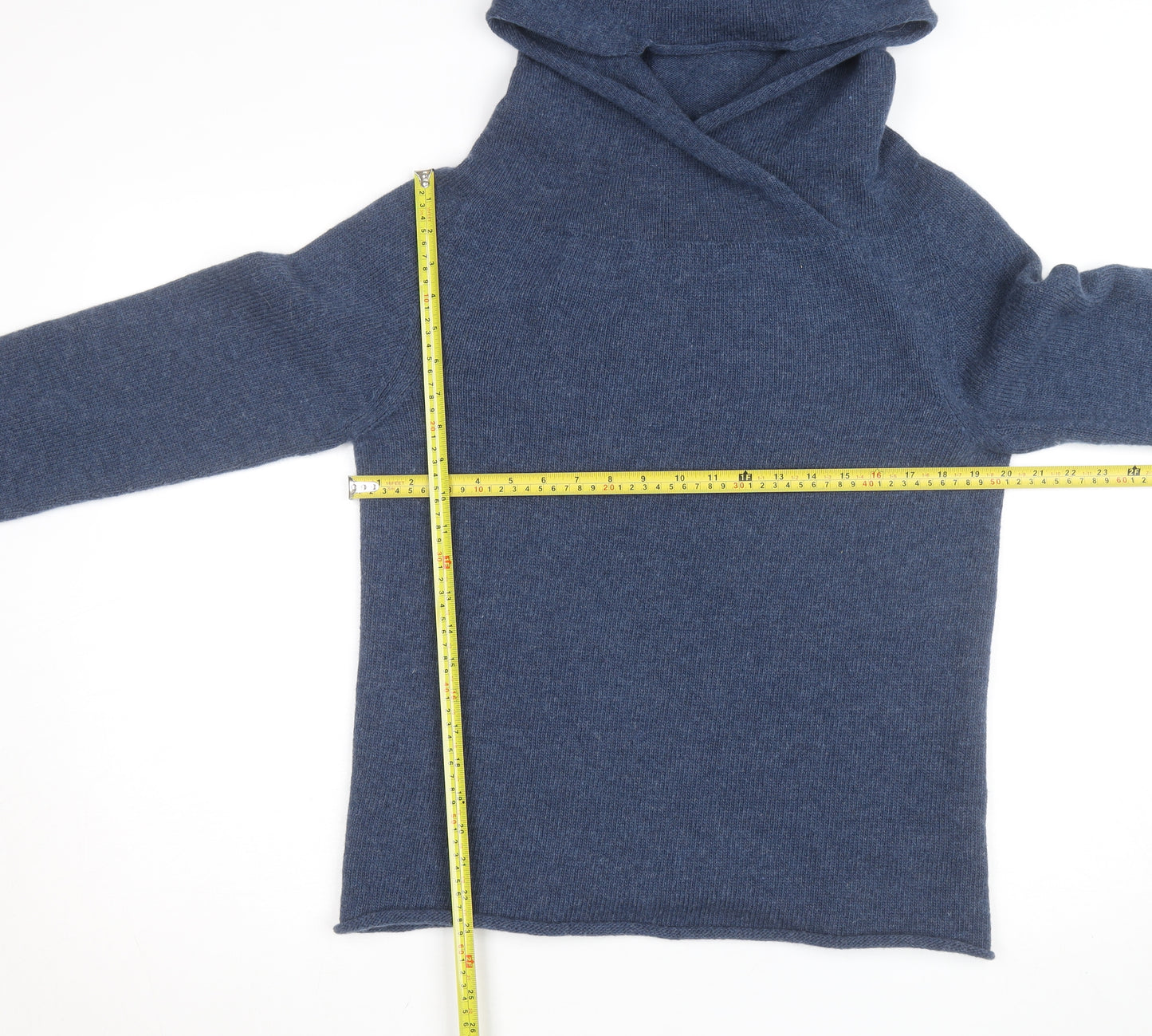 Celtic & Co. Men's Blue Wool Hooded Roll Neck Jumper Size M