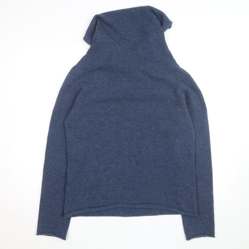 Celtic & Co. Men's Blue Wool Hooded Roll Neck Jumper Size M