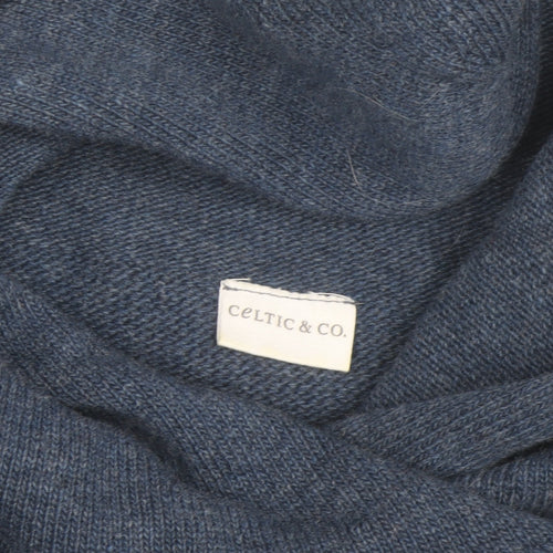 Celtic & Co. Men's Blue Wool Hooded Roll Neck Jumper Size M