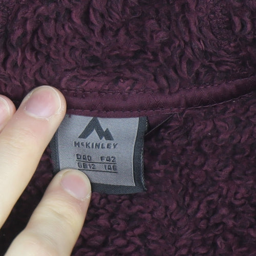 McKinley Womens Plum Full Zip Fleece Hoodie Size 14 Polyester Warm Outdoor