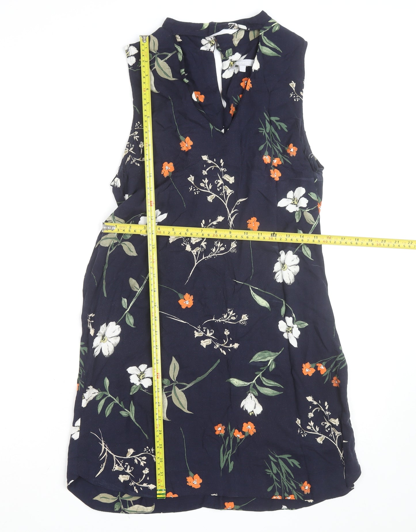 Red Herring Women's Blue Floral Sleeveless Shift Dress Size 14