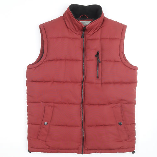 Tu Men's Red Puffer Waistcoat Gilet M Polyester Outdoor Casual