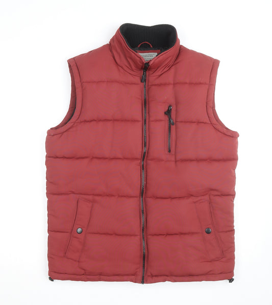 Tu Men's Red Puffer Waistcoat Gilet M Polyester Outdoor Casual