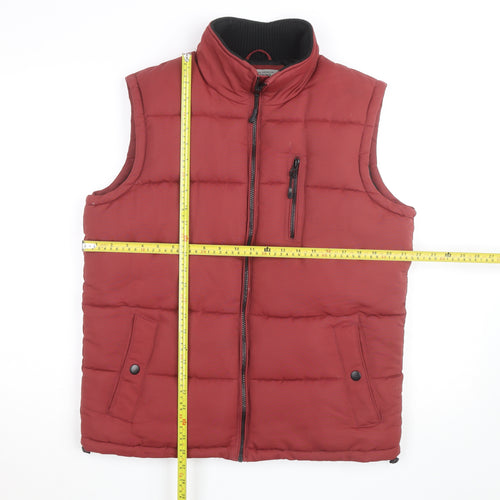Tu Men's Red Puffer Waistcoat Gilet M Polyester Outdoor Casual