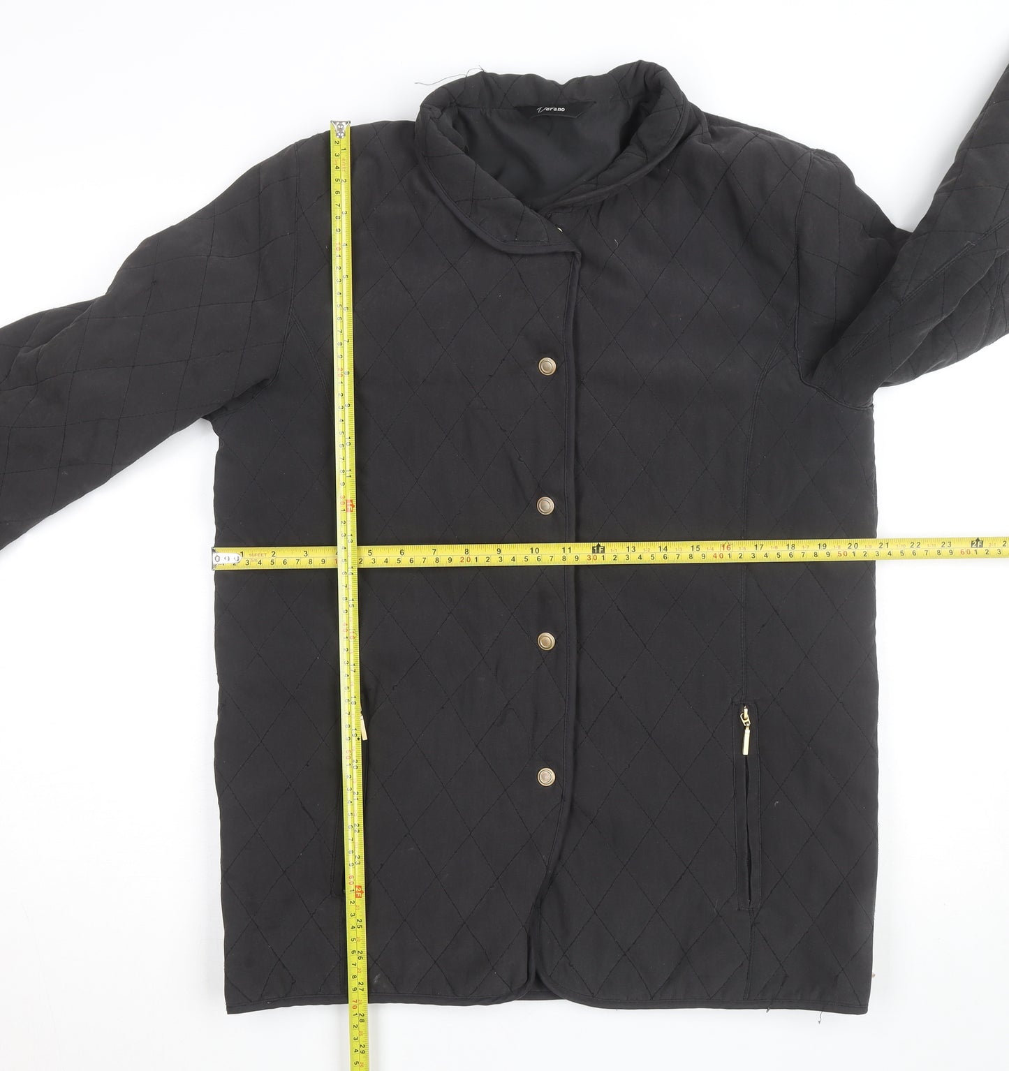 Vera Verano Women’s Black Quilted Mid-Length Jacket Size M