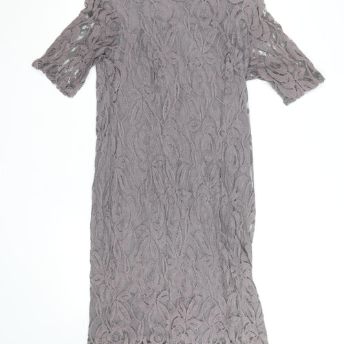 Dunnes Stores Women Grey Lace Sheath Dress Size 14 Formal
