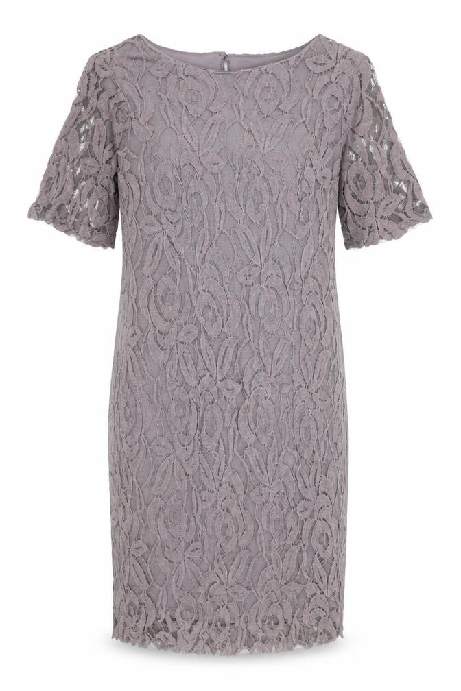 Dunnes Stores Women Grey Lace Sheath Dress Size 14 Formal