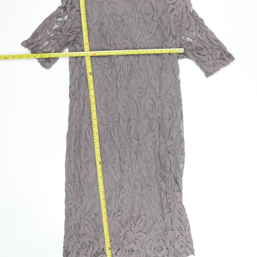 Dunnes Stores Women Grey Lace Sheath Dress Size 14 Formal