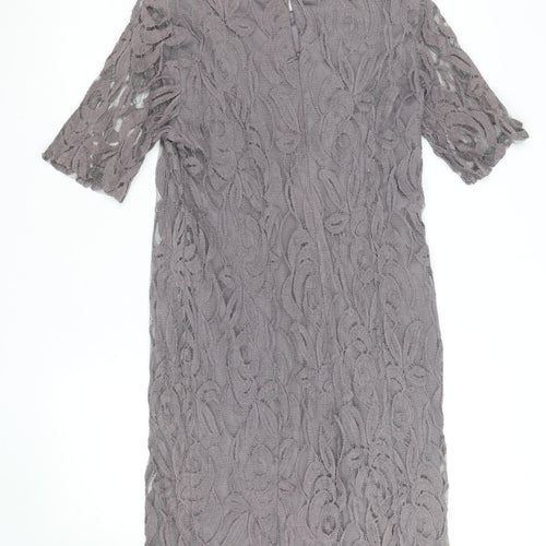 Dunnes Stores Women Grey Lace Sheath Dress Size 14 Formal