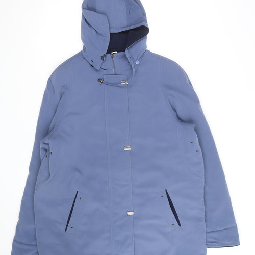 EWM Pure Classics Women's Blue Hooded Parka Coat Size 16