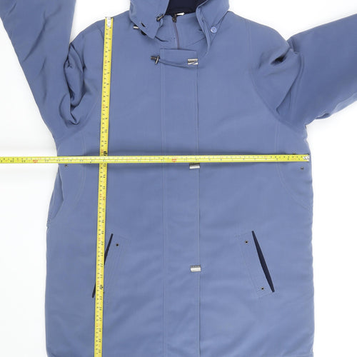 EWM Pure Classics Women's Blue Hooded Parka Coat Size 16