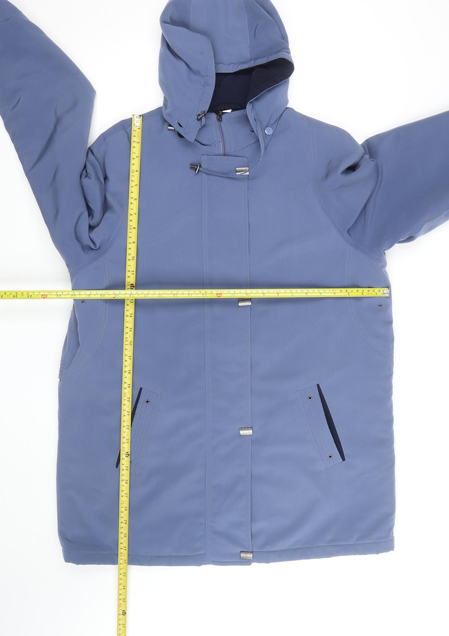 EWM Pure Classics Women's Blue Hooded Parka Coat Size 16