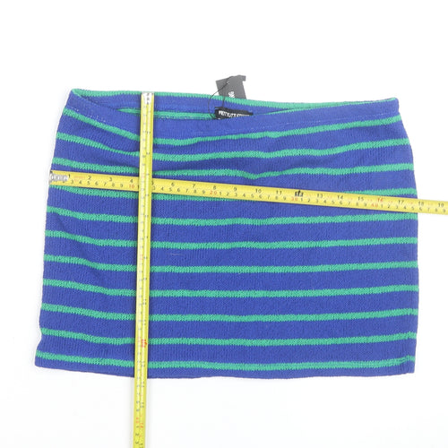 PrettyLittleThing Women Blue Green Striped Mini Knitted Skirt UK 16
