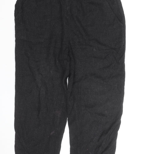 ZARA Women Black Cropped Relaxed Fit Jeans Size M