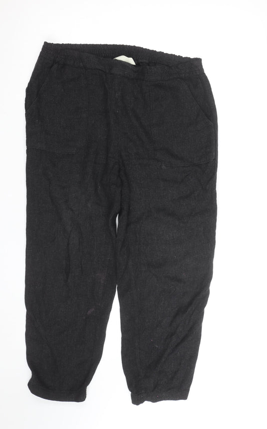 ZARA Women Black Cropped Relaxed Fit Jeans Size M