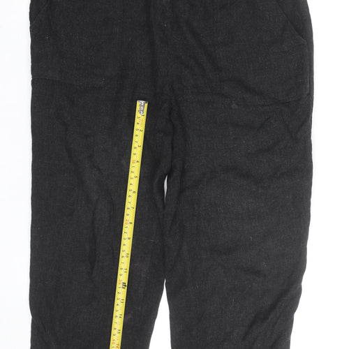 ZARA Women Black Cropped Relaxed Fit Jeans Size M