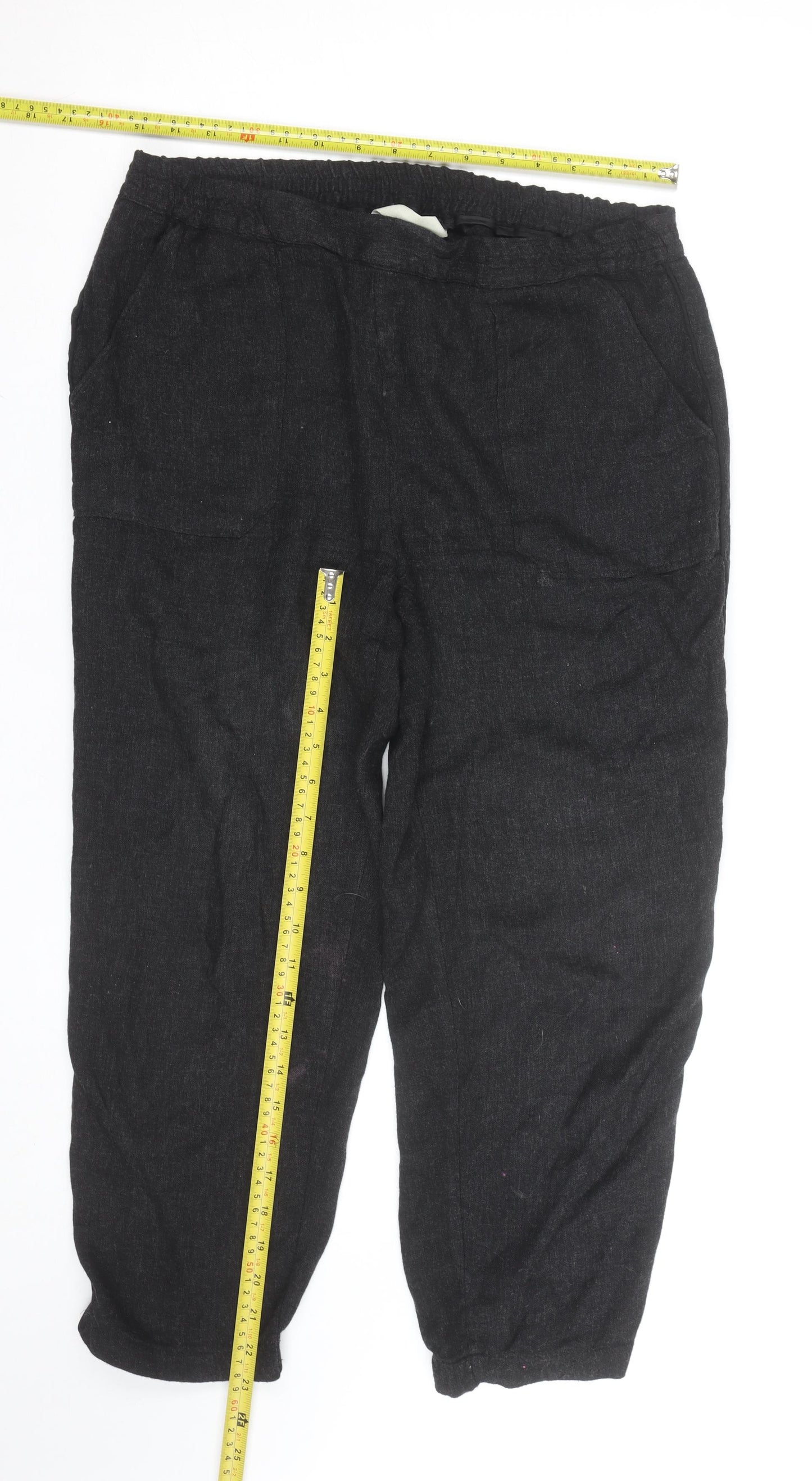 ZARA Women Black Cropped Relaxed Fit Jeans Size M