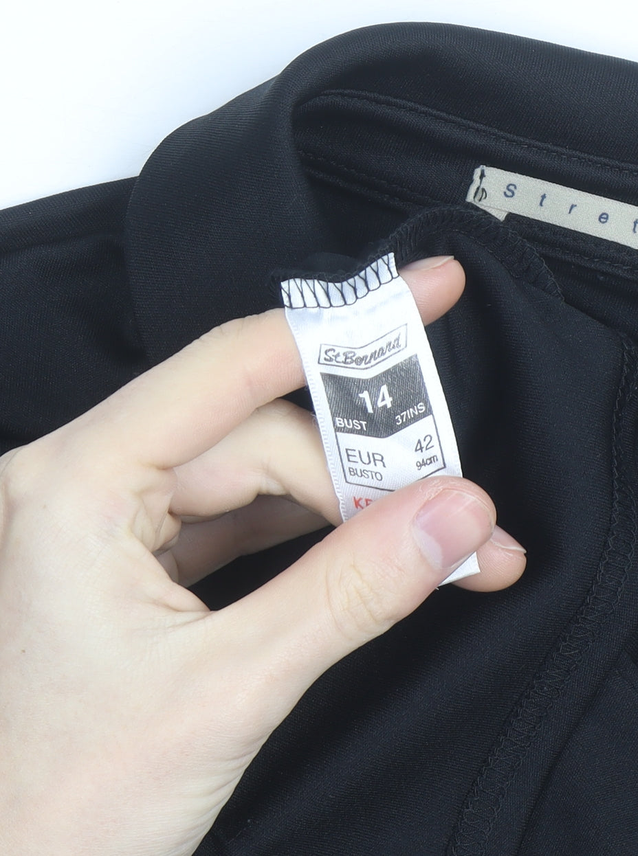 St. Bernard Women's Black Stretch Button-Up Shirt Size 14
