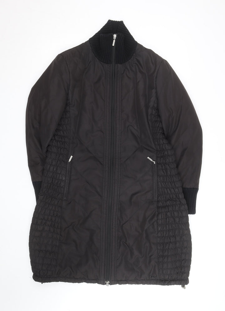Marks and Spencer Per Una Women's Black Quilted Long Coat Size 14