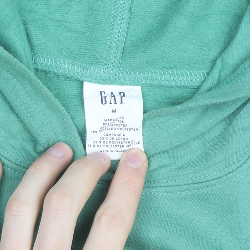 GAP Men’s Green Pullover Hoodie M Logo Fleece Sweatshirt