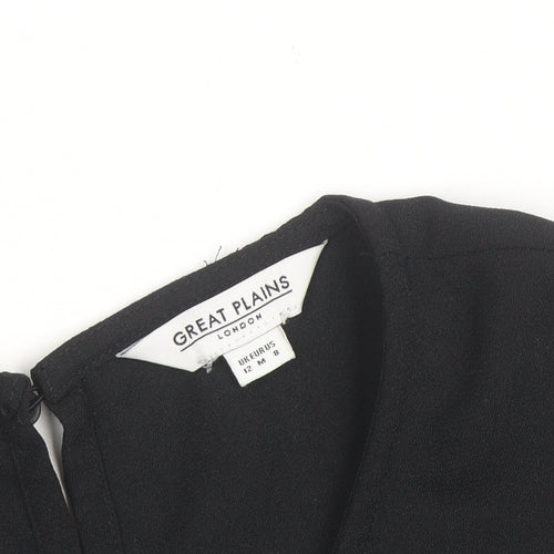 Great Plains Women Black Embroidered Long Sleeve Blouse Size 12