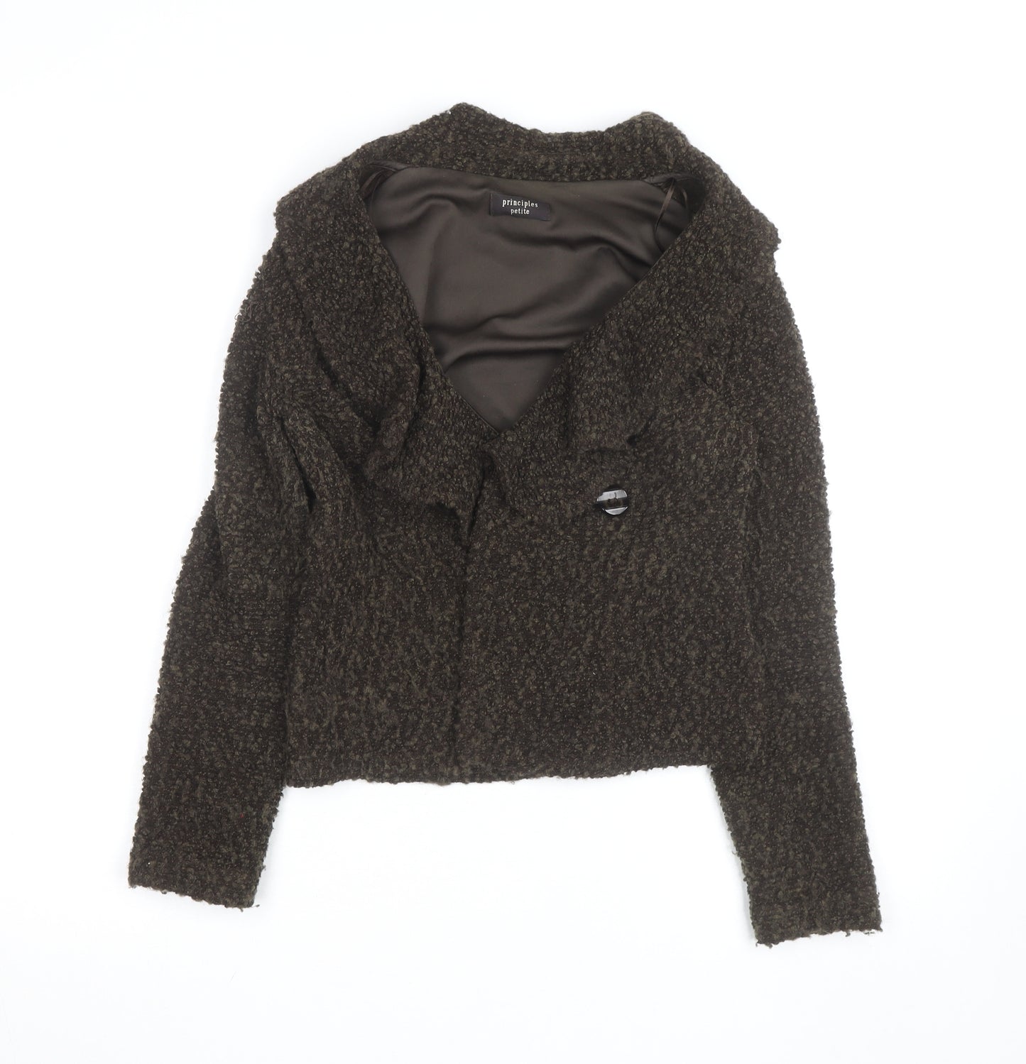 Principles Petite Women Brown Wool Blend Cardigan Size 10