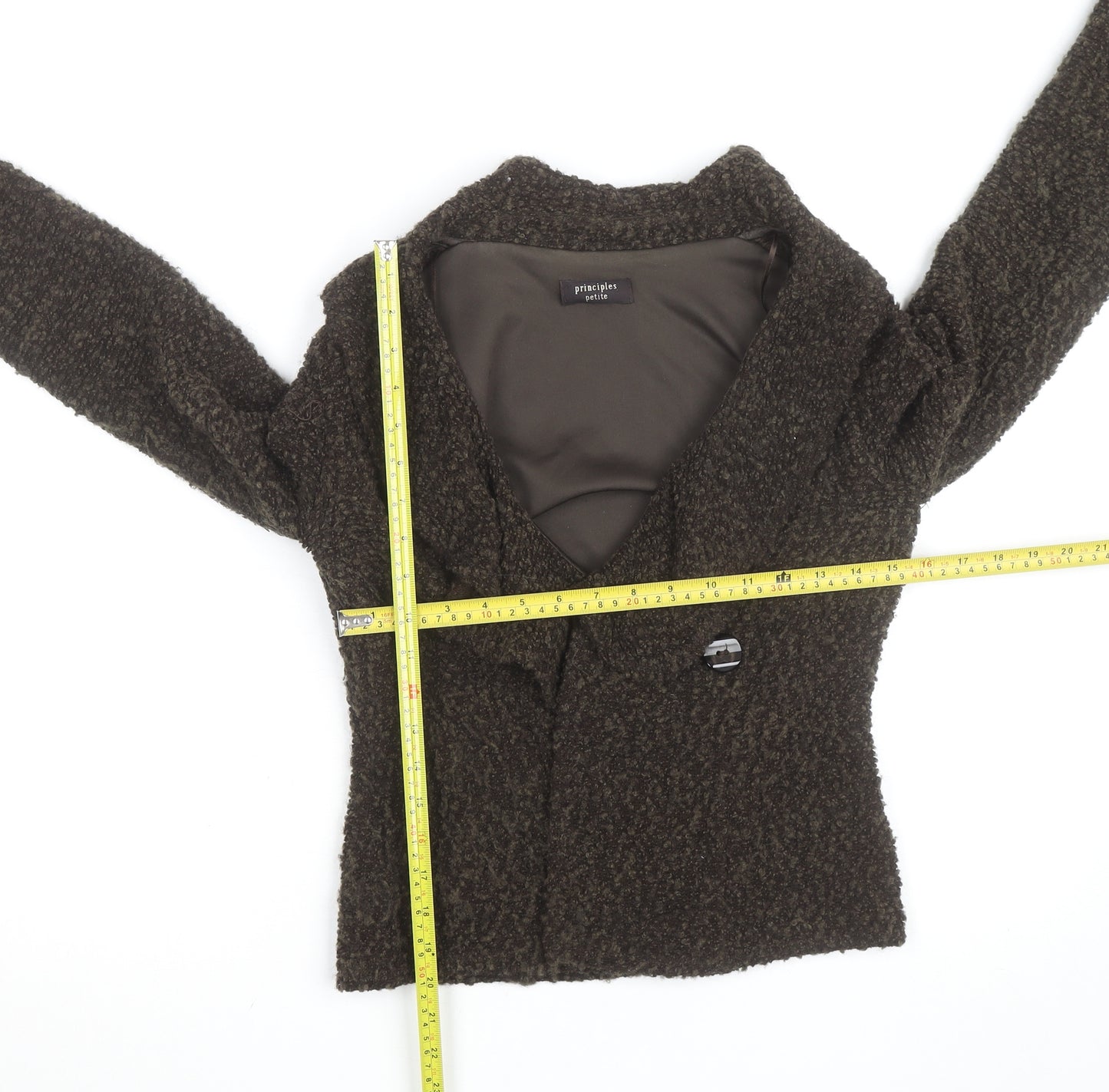Principles Petite Women Brown Wool Blend Cardigan Size 10