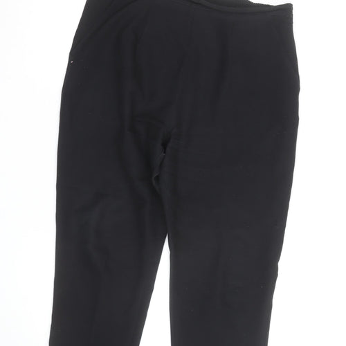 Dixie Women Black Elastic Waist Jersey Straight Trousers Size 12
