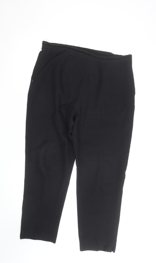 Dixie Women Black Elastic Waist Jersey Straight Trousers Size 12