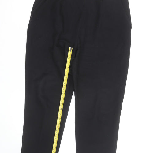 Dixie Women Black Elastic Waist Jersey Straight Trousers Size 12