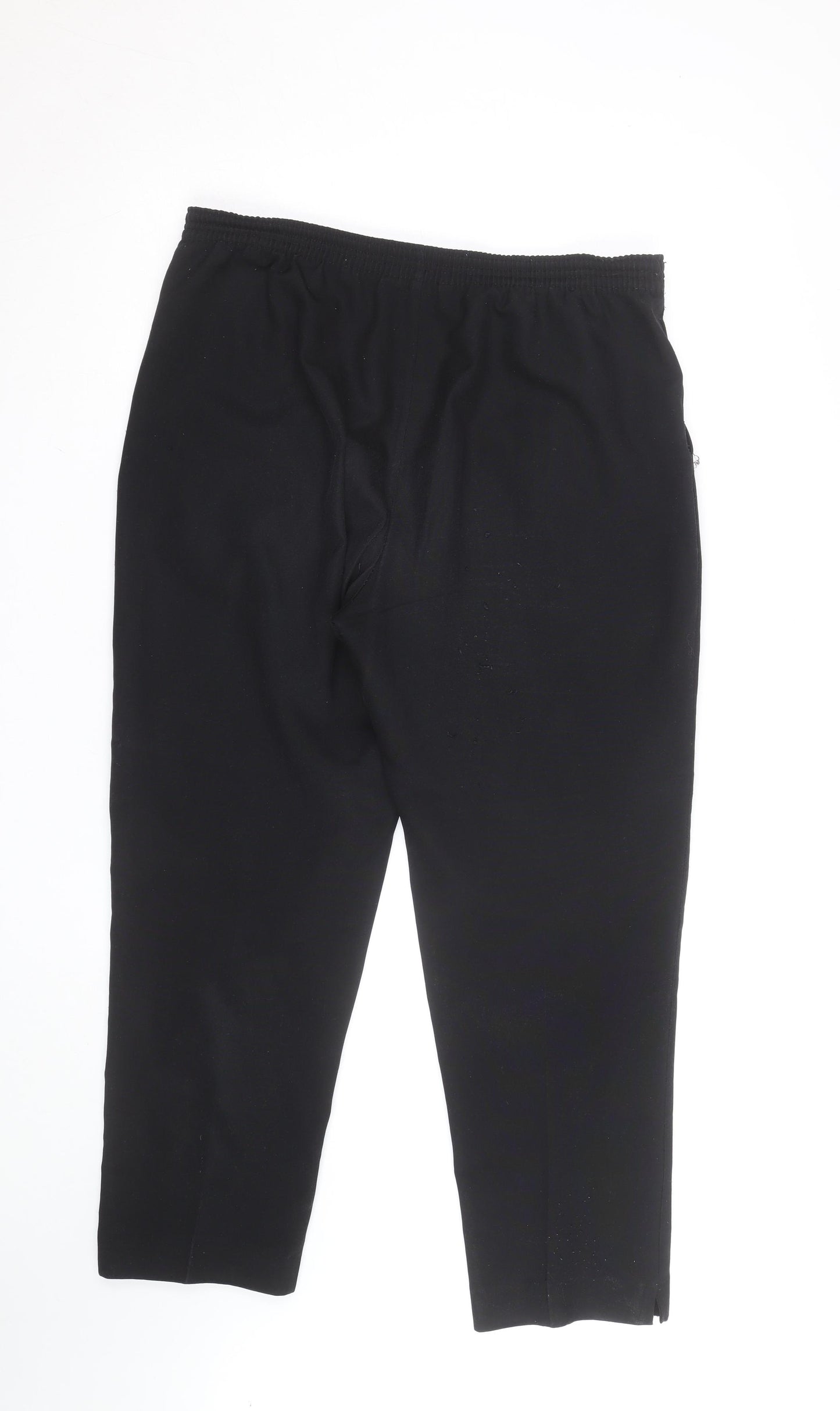 Dixie Women Black Elastic Waist Jersey Straight Trousers Size 12