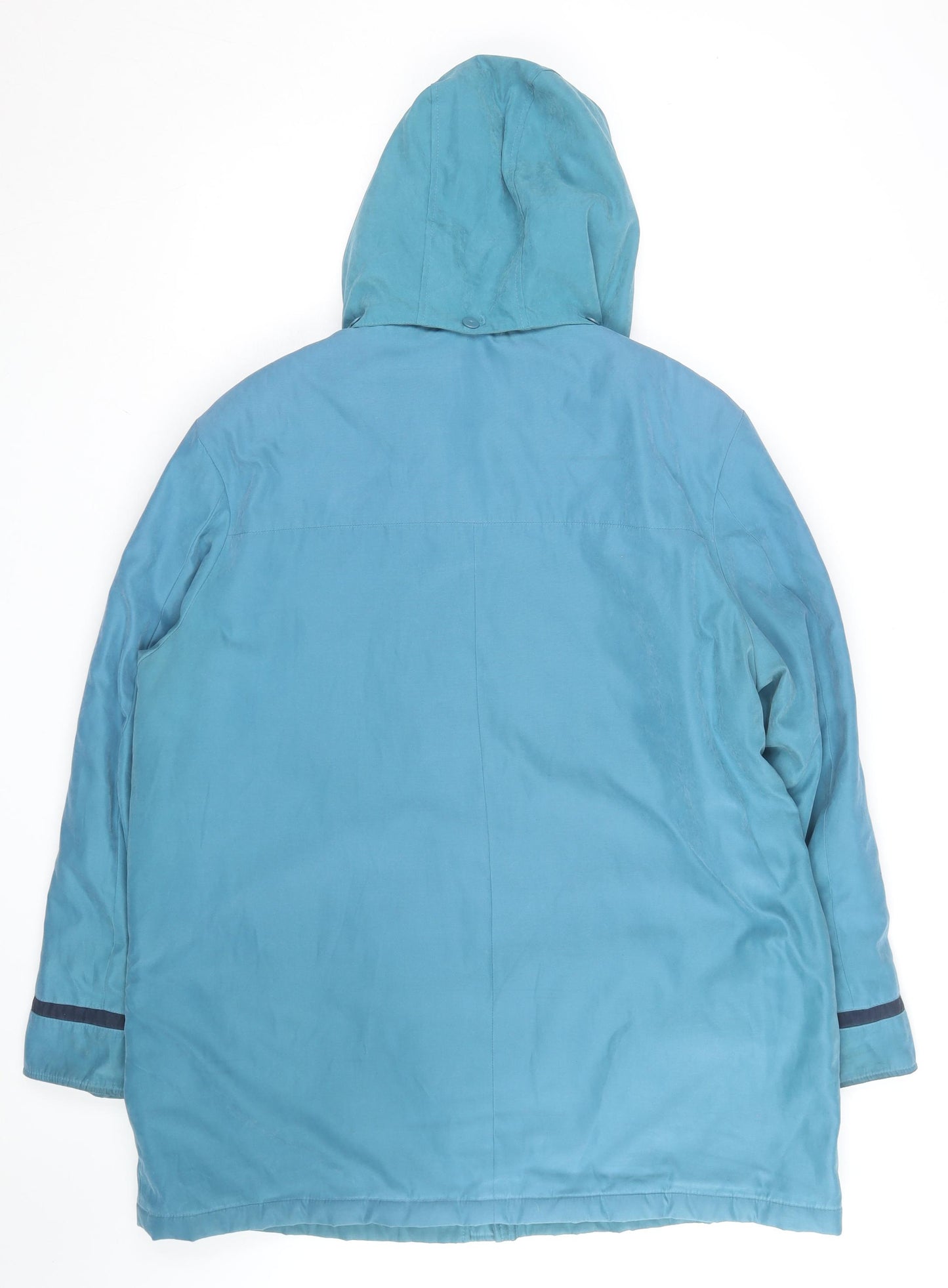 Eleganze Women's Blue Hooded Rain Coat Size 20 Lined Long Waterproof
