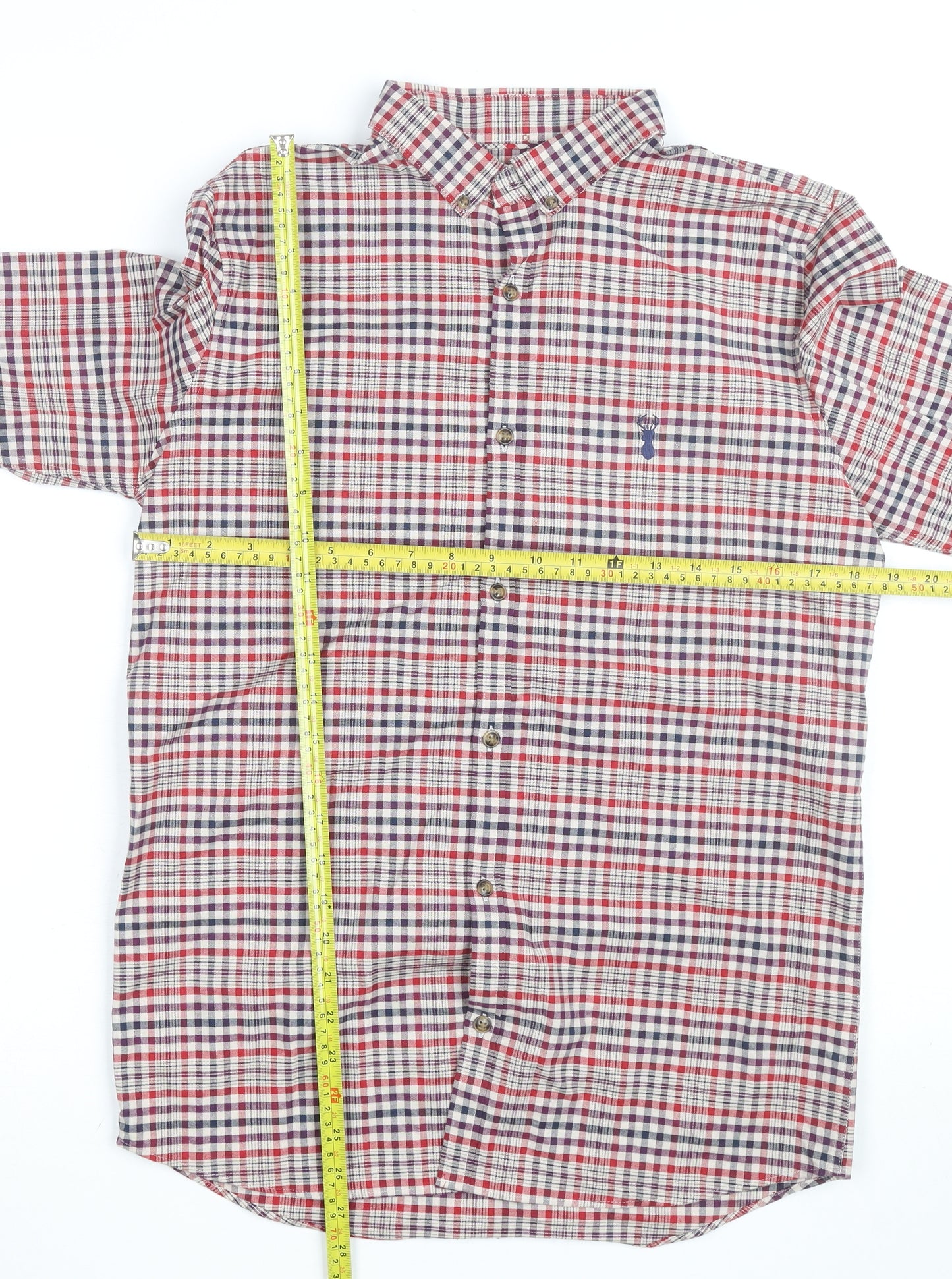 Next Boys Multicoloured Check Button-Up Long Sleeve Shirt 15 Years