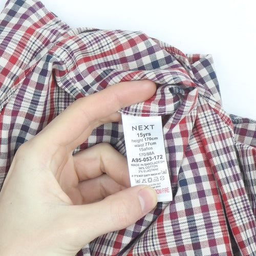 Next Boys Multicoloured Check Button-Up Long Sleeve Shirt 15 Years