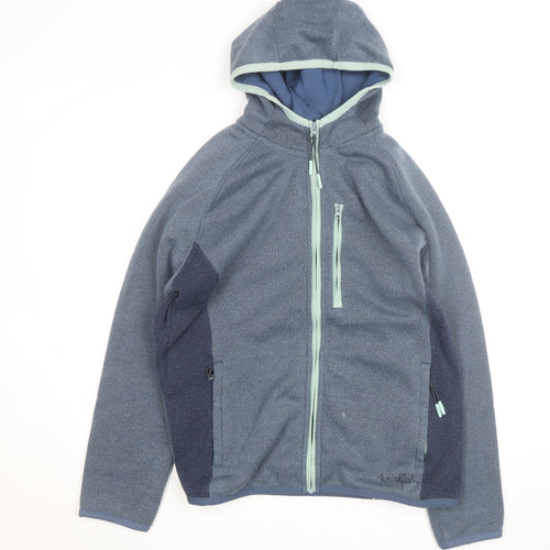 Weird Fish Women's Blue Hooded Fleece Jacket Size 18