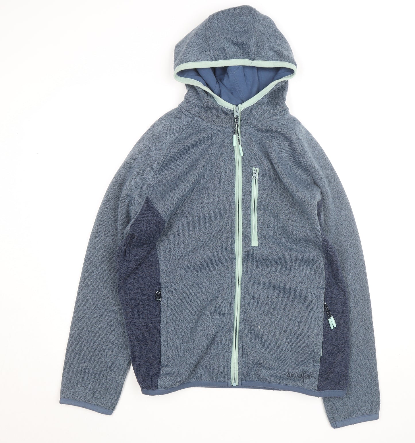 Weird Fish Women's Blue Hooded Fleece Jacket Size 18