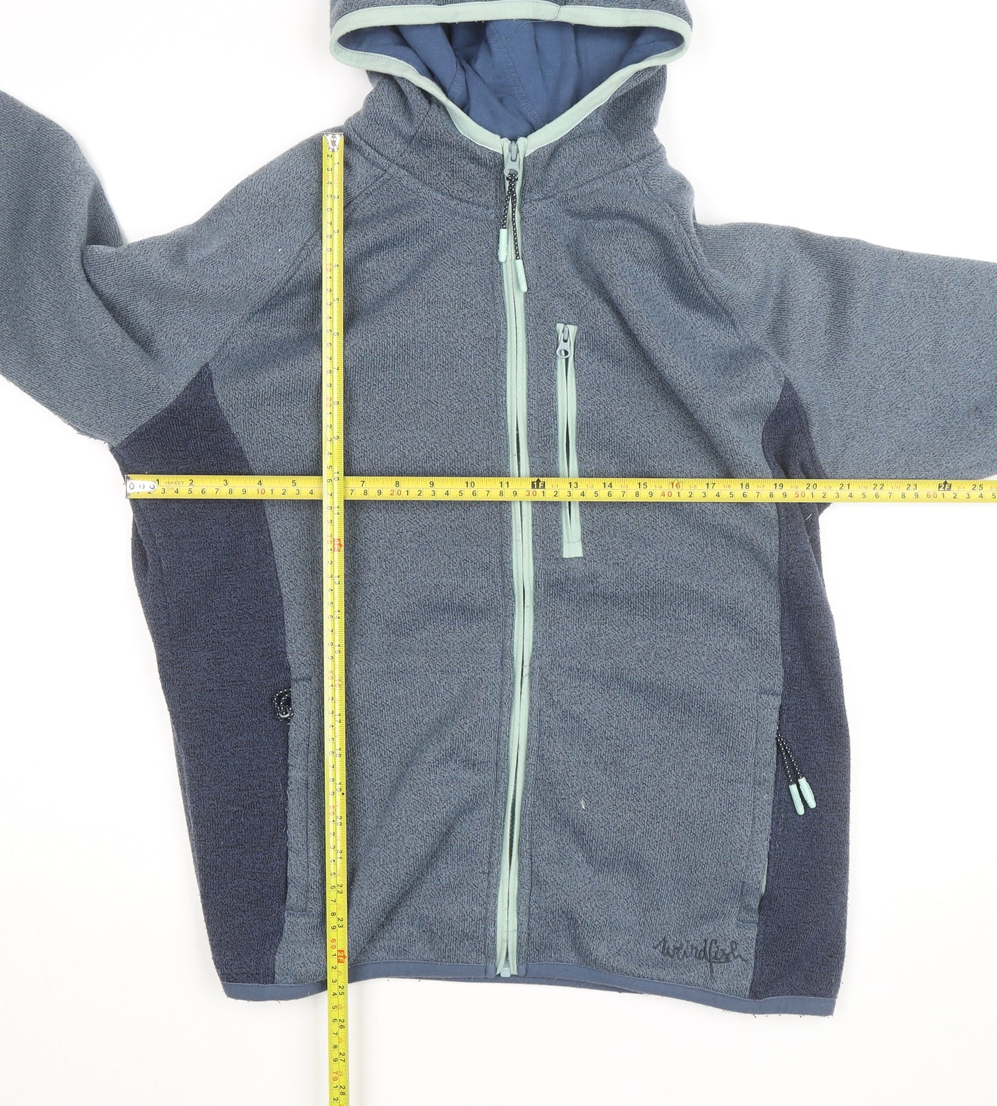 Weird Fish Women's Blue Hooded Fleece Jacket Size 18
