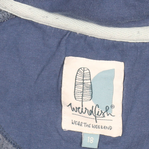 Weird Fish Women's Blue Hooded Fleece Jacket Size 18