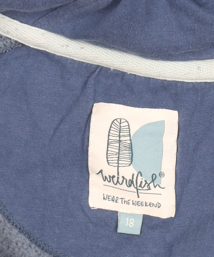 Weird Fish Women's Blue Hooded Fleece Jacket Size 18