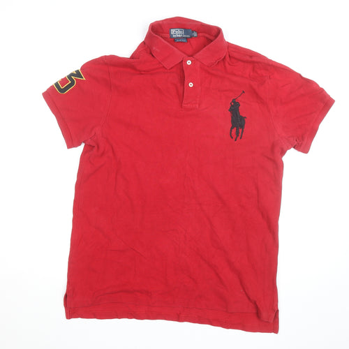 Ralph Lauren Men's Red Slim Fit Polo Shirt Size L Classic Logo