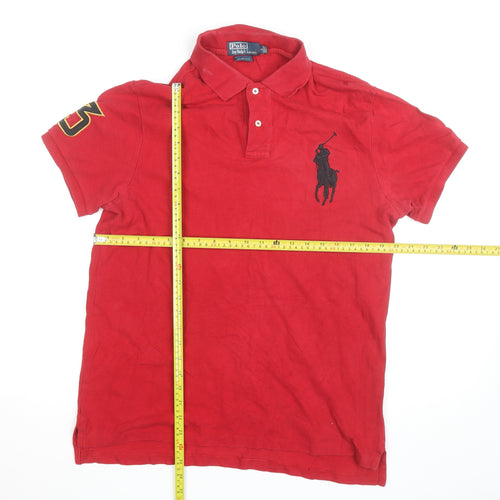 Ralph Lauren Men's Red Slim Fit Polo Shirt Size L Classic Logo