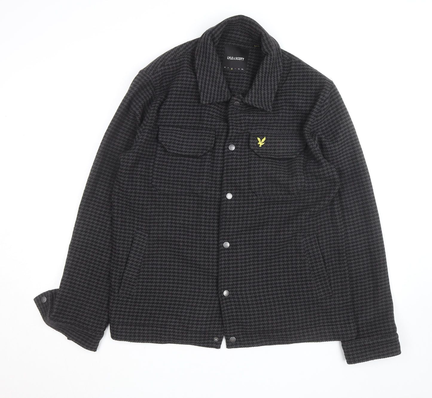Lyle & Scott Men's Grey Houndstooth Wool Jacket Size M Casual