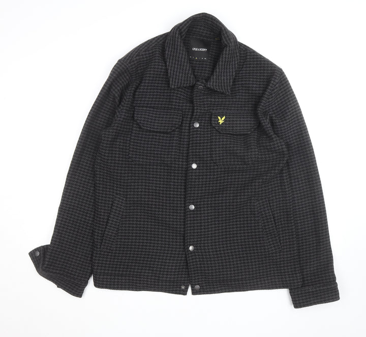 Lyle & Scott Men's Grey Houndstooth Wool Jacket Size M Casual