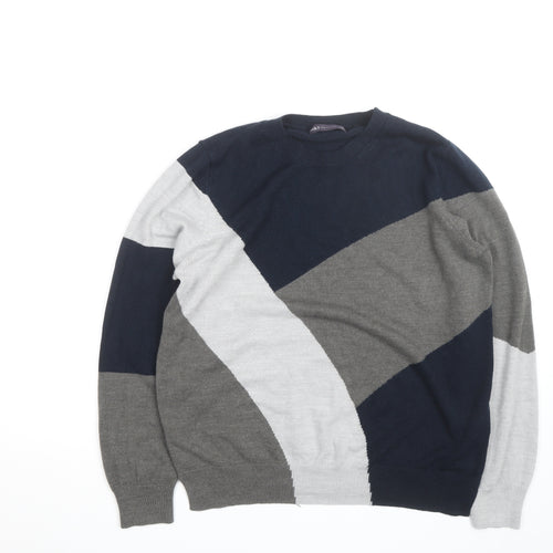 Marks and Spencer Men's Grey Geometric Pullover Jumper Size L