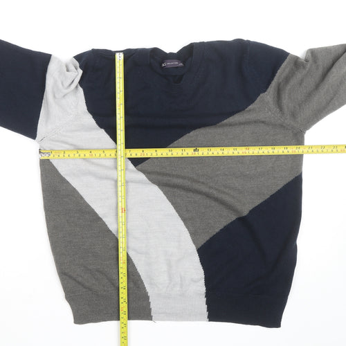 Marks and Spencer Men's Grey Geometric Pullover Jumper Size L