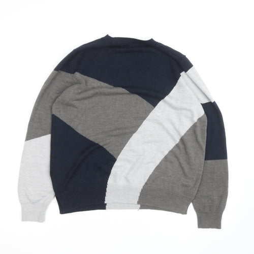 Marks and Spencer Men's Grey Geometric Pullover Jumper Size L