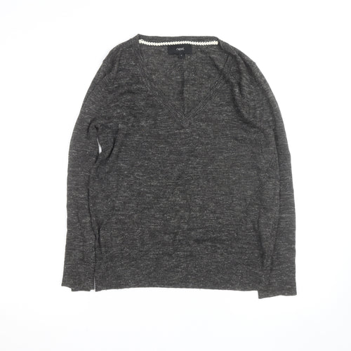 Next Womens Grey V-Neck Wool Blend Jumper Size 12