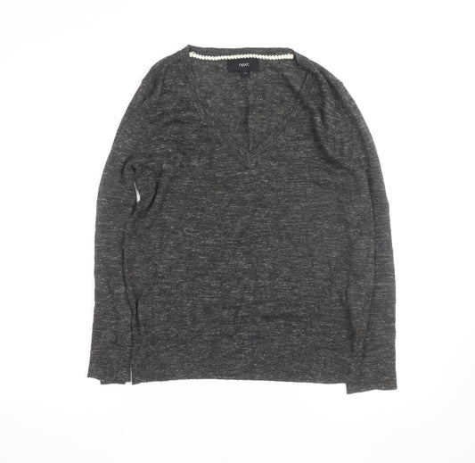 Next Womens Grey V-Neck Wool Blend Jumper Size 12